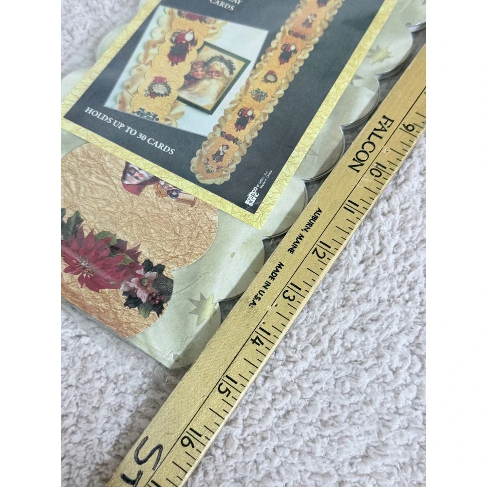 Giftco Antique Santa Christmas Card Display 43 Inch Long Holds 30 Cards Vintage
